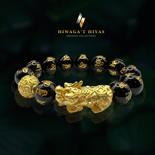 Black Onyx Mantra Lucky PiYao for Abundance and Money Catcher