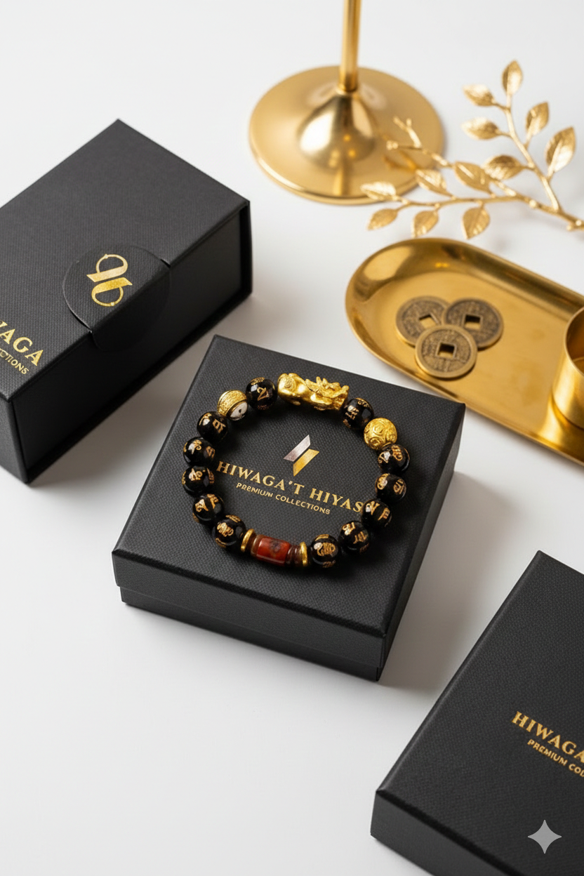 Black Onyx Mantra Lucky PiYao for Abundance and Money Catcher